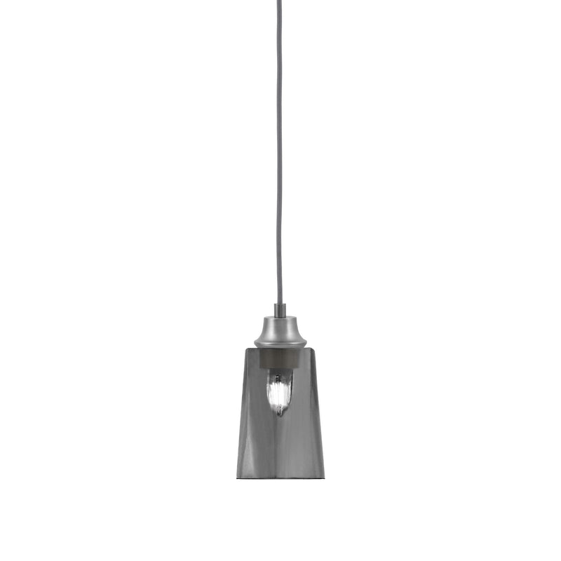 Toltec Cord Hung 1-Light Pendant | Graphite Steel and Smoke Bubble Glass | Kitchen Island & Bar | 4.5 x 4.5 x 8.75 in | Model 32-GP-262