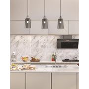 Toltec Cord Hung 1-Light Pendant | Graphite Steel and Smoke Bubble Glass | Kitchen Island & Bar | 4.5 x 4.5 x 8.75 in | Model 32-GP-262