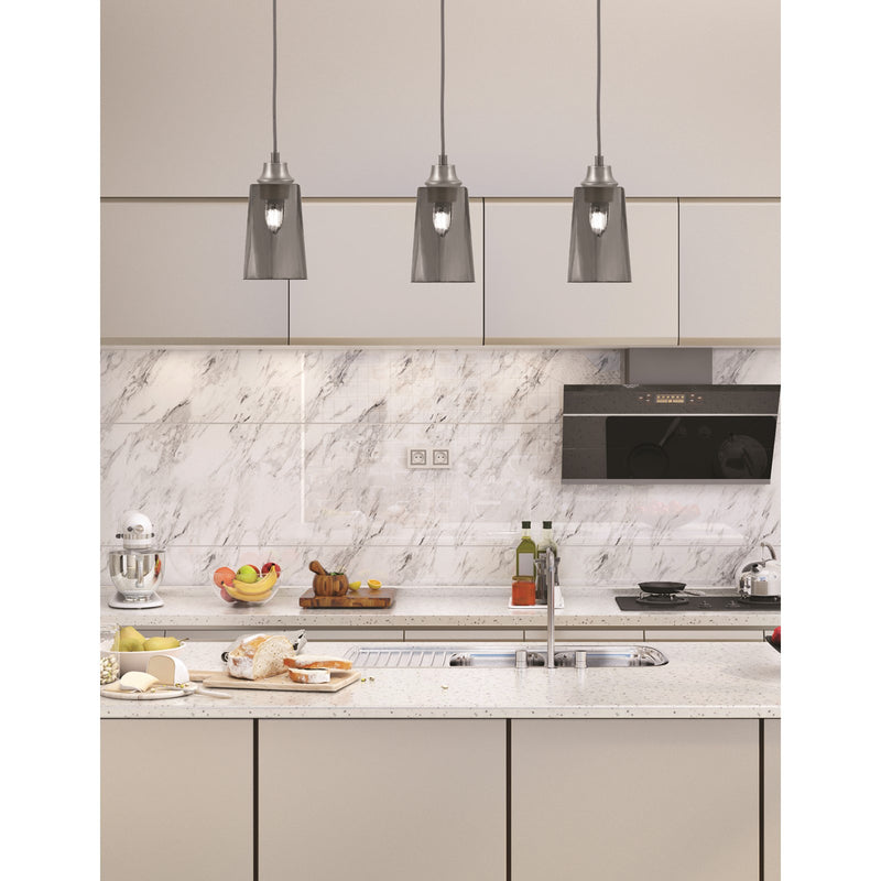 Toltec Cord Hung 1-Light Pendant | Graphite Steel and Smoke Bubble Glass | Kitchen Island & Bar | 4.5 x 4.5 x 8.75 in | Model 32-GP-262