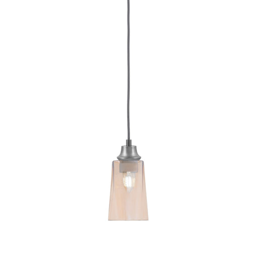 Toltec Cord Hung 1-Light Pendant | Graphite Steel and Amber Gradient Glass | Kitchen Island & Dining Room | 4.5 x 4.5 x 8.75 in | Model 32-GP-263