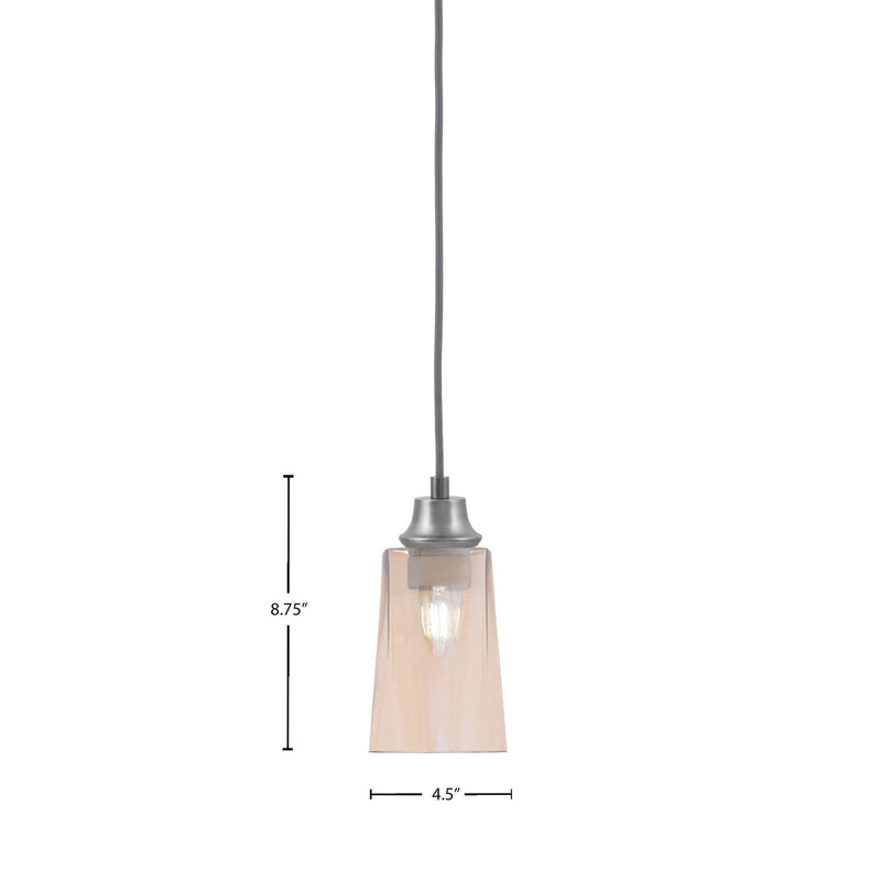 Toltec Cord Hung 1-Light Pendant | Graphite Steel and Amber Gradient Glass | Kitchen Island & Dining Room | 4.5 x 4.5 x 8.75 in | Model 32-GP-263