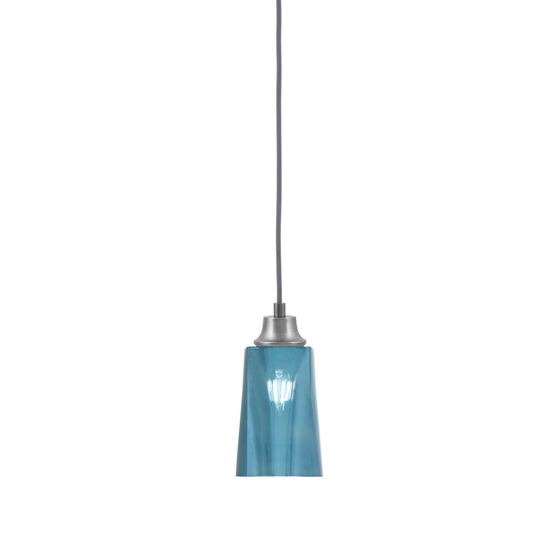 Toltec Cord 4.5in 1-Light Pendant | Graphite Steel and Blue Gradient Glass | Kitchen Island & Dining Room | 4.5 x 4.5 x 8.75 in | Model 32-GP-265