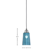 Toltec Cord 4.5in 1-Light Pendant | Graphite Steel and Blue Gradient Glass | Kitchen Island & Dining Room | 4.5 x 4.5 x 8.75 in | Model 32-GP-265