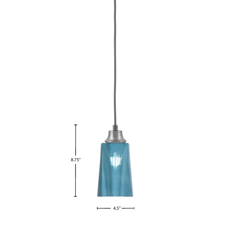 Toltec Cord 4.5in 1-Light Pendant | Graphite Steel and Blue Gradient Glass | Kitchen Island & Dining Room | 4.5 x 4.5 x 8.75 in | Model 32-GP-265