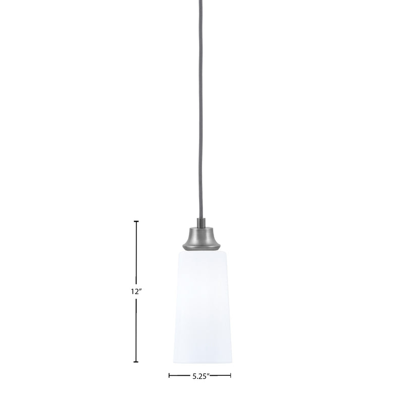 Toltec Cord 5in 1-Light Pendant | Graphite Steel and White Opal Glass | Kitchen Island & Dining Room | 5 x 5 x 12 in | Model 32-GP-291