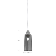 Toltec Cord 5in 1-Light Pendant | Graphite Steel and Smoke Bubble Glass | Kitchen Island & Bar | 5 x 5 x 12 in | Model 32-GP-292