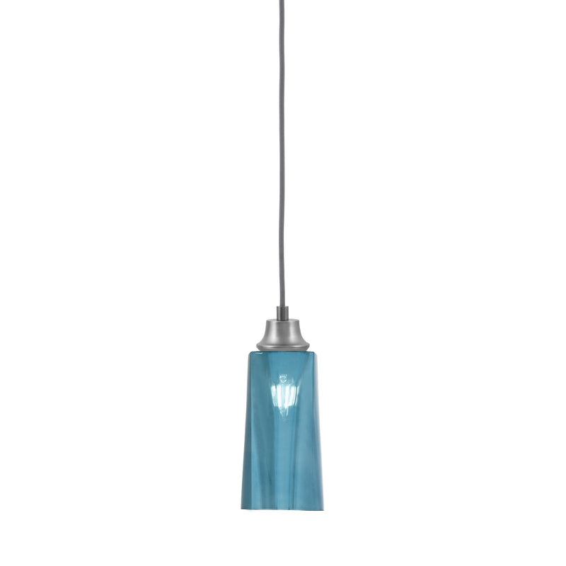 Toltec Cord 5in 1-Light Pendant | Industrial Graphite Steel and Blue Gradient Glass | Kitchen Island & Dining Room | 5 x 12 in | Model 32-GP-295