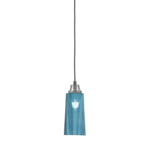 Toltec Cord 5in 1-Light Pendant | Industrial Graphite Steel and Blue Gradient Glass | Kitchen Island & Dining Room | 5 x 12 in | Model 32-GP-295