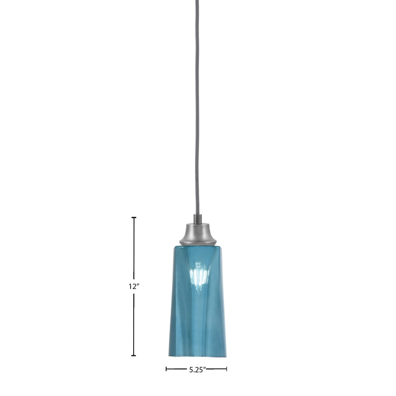 Toltec Cord 5in 1-Light Pendant | Industrial Graphite Steel and Blue Gradient Glass | Kitchen Island & Dining Room | 5 x 12 in | Model 32-GP-295
