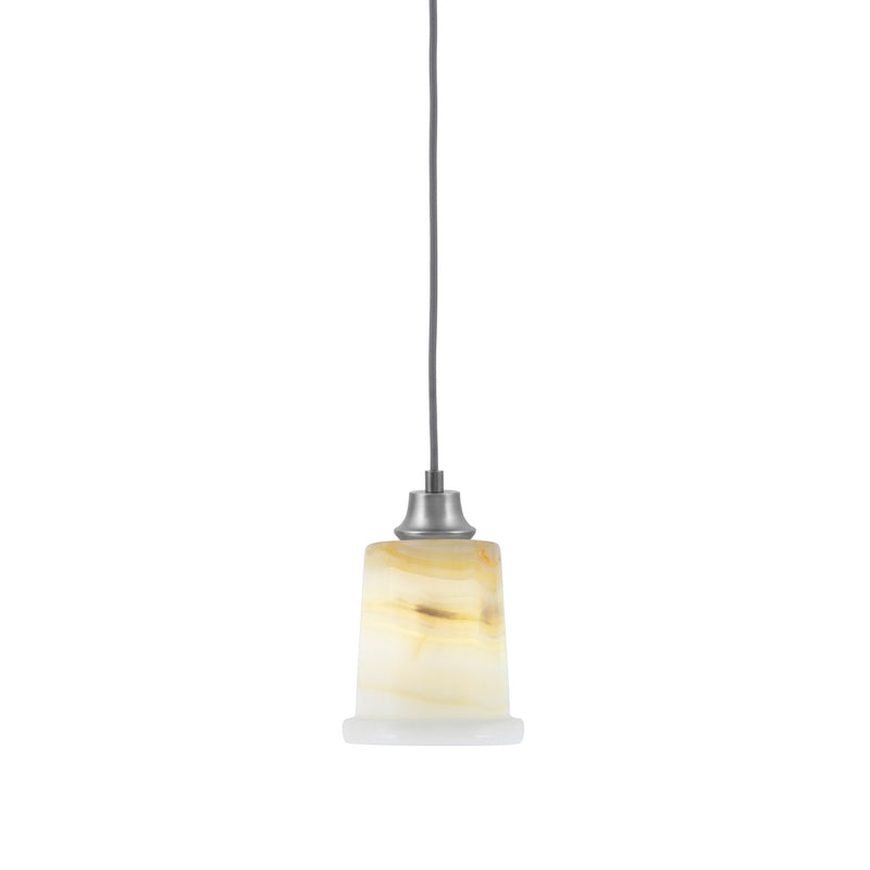 Toltec Cord 5in 1-Light Pendant | Industrial Graphite Steel and Natural Stone Glass | Kitchen Island & Dining Room | 5 x 8 in | Model 32-GP-4128