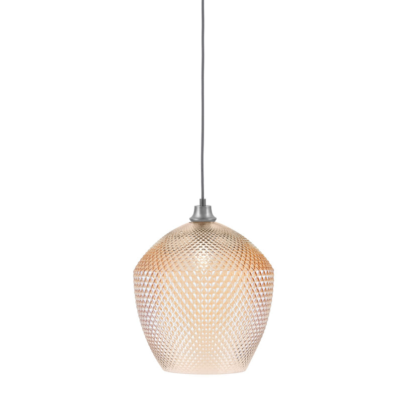 Toltec Cord 12in 1-Light Pendant | Industrial Graphite Steel and Amber Textured Glass | Kitchen Island & Dining Room | 12 x 15 in | Model 32-GP-4223