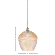 Toltec Cord 12in 1-Light Pendant | Industrial Graphite Steel and Amber Textured Glass | Kitchen Island & Dining Room | 12 x 15 in | Model 32-GP-4223