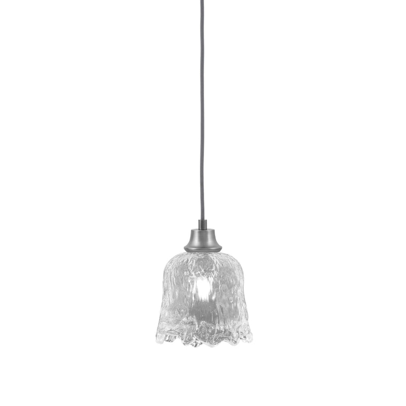 Toltec Cord 7in 1-Light Pendant | Industrial Graphite Steel and Clear Lava Glass | Kitchen Island & Dining Room | 7 x 8.75 in | Model 32-GP-4230