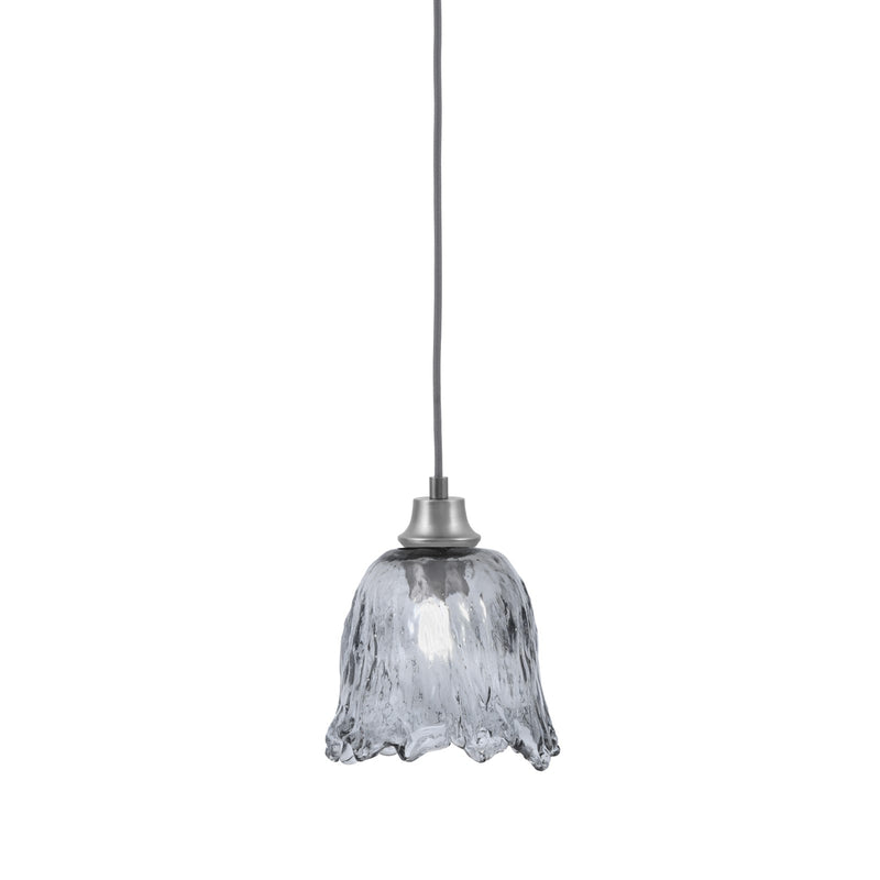 Toltec Cord 7in 1-Light Pendant | Graphite Steel and Smoke Lava Glass | Kitchen Island & Accent | 7 x 8.75 in | Model 32-GP-4232