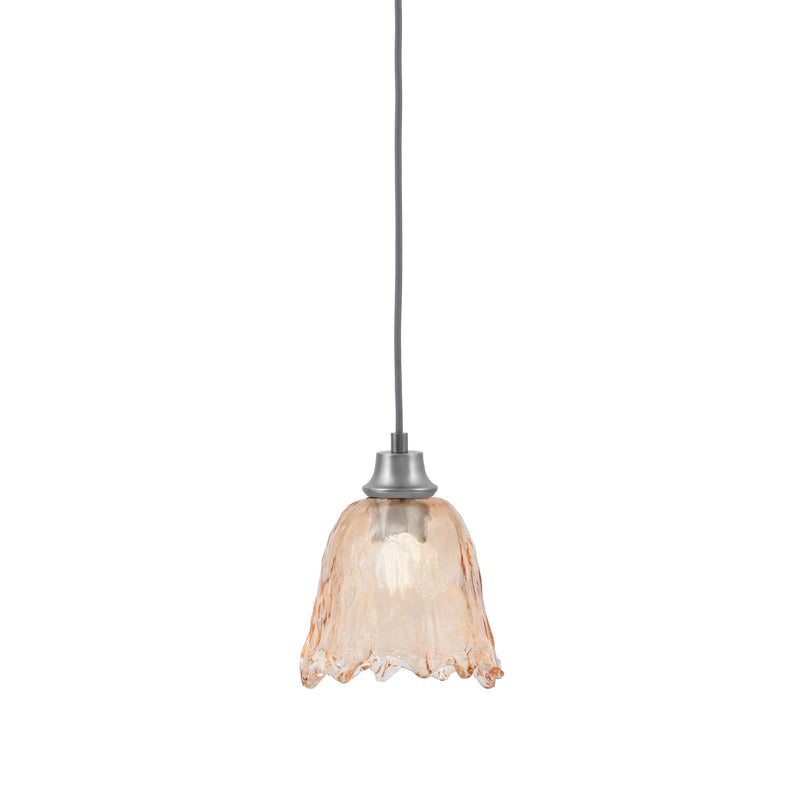 Toltec Cord 7in 1-Light Pendant | Graphite Steel and Amber Lava Glass | Kitchen Island & Dining Room | 7 x 8.75 in | Model 32-GP-4233