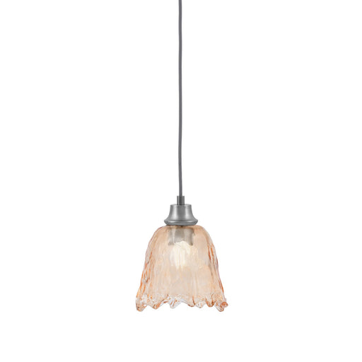 Toltec Cord 7in 1-Light Pendant | Graphite Steel and Amber Lava Glass | Kitchen Island & Dining Room | 7 x 8.75 in | Model 32-GP-4233