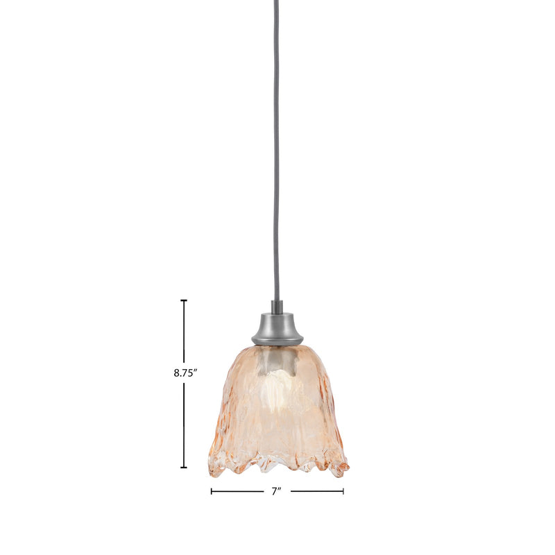 Toltec Cord 7in 1-Light Pendant | Graphite Steel and Amber Lava Glass | Kitchen Island & Dining Room | 7 x 8.75 in | Model 32-GP-4233