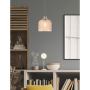 Toltec Cord 6in 1-Light Pendant | Graphite Steel and Amber Textured Glass | Kitchen Island & Accent | 6 x 7.5 in | Model 32-GP-4613