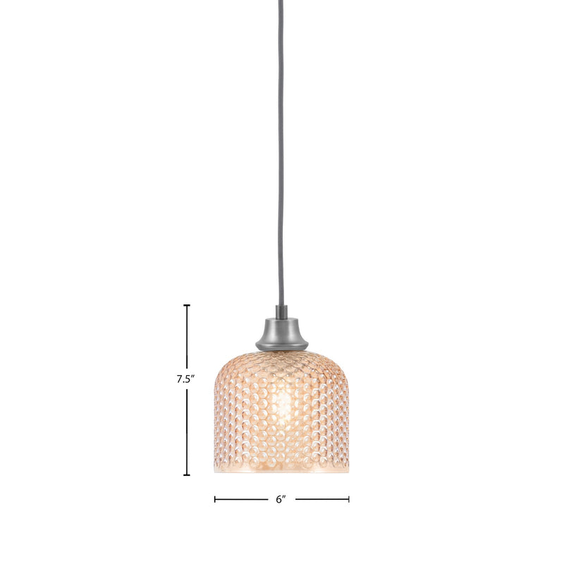 Toltec Cord 6in 1-Light Pendant | Graphite Steel and Amber Textured Glass | Kitchen Island & Accent | 6 x 7.5 in | Model 32-GP-4613