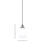 Toltec Cord 5.25in 1-Light Pendant | Minimalist Graphite Steel and White Opal Glass | Kitchen Island & Dining Room | 5.25 x 5.25 x 8 in | Model 32-GP-5031
