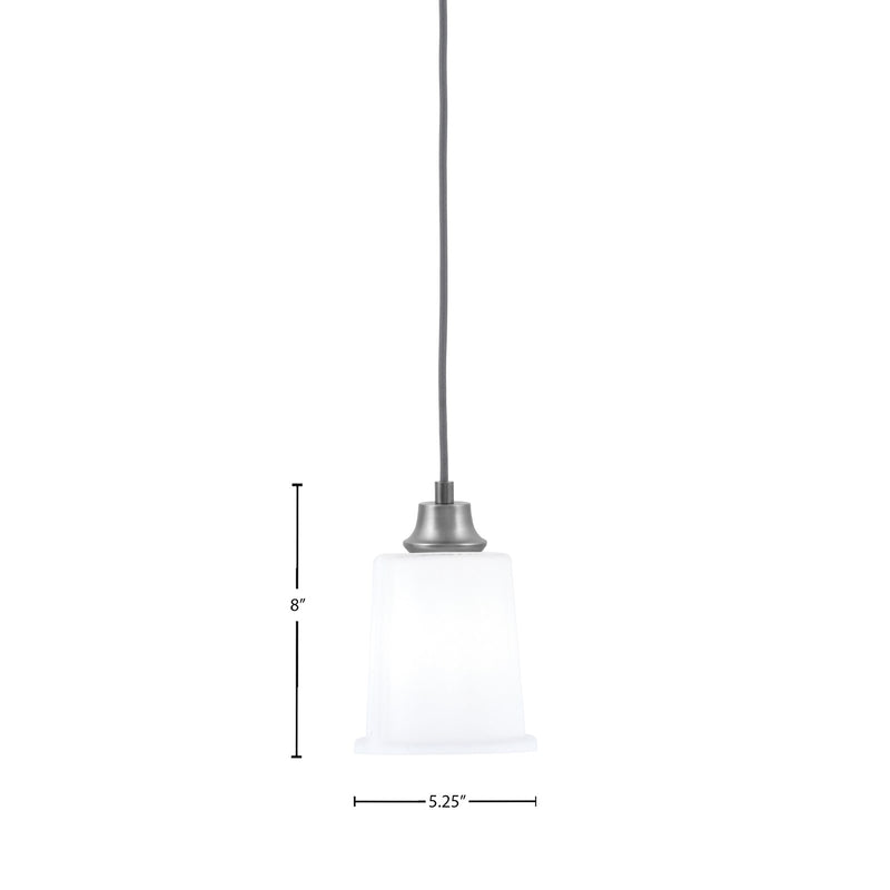 Toltec Cord 5.25in 1-Light Pendant | Minimalist Graphite Steel and White Opal Glass | Kitchen Island & Dining Room | 5.25 x 5.25 x 8 in | Model 32-GP-5031