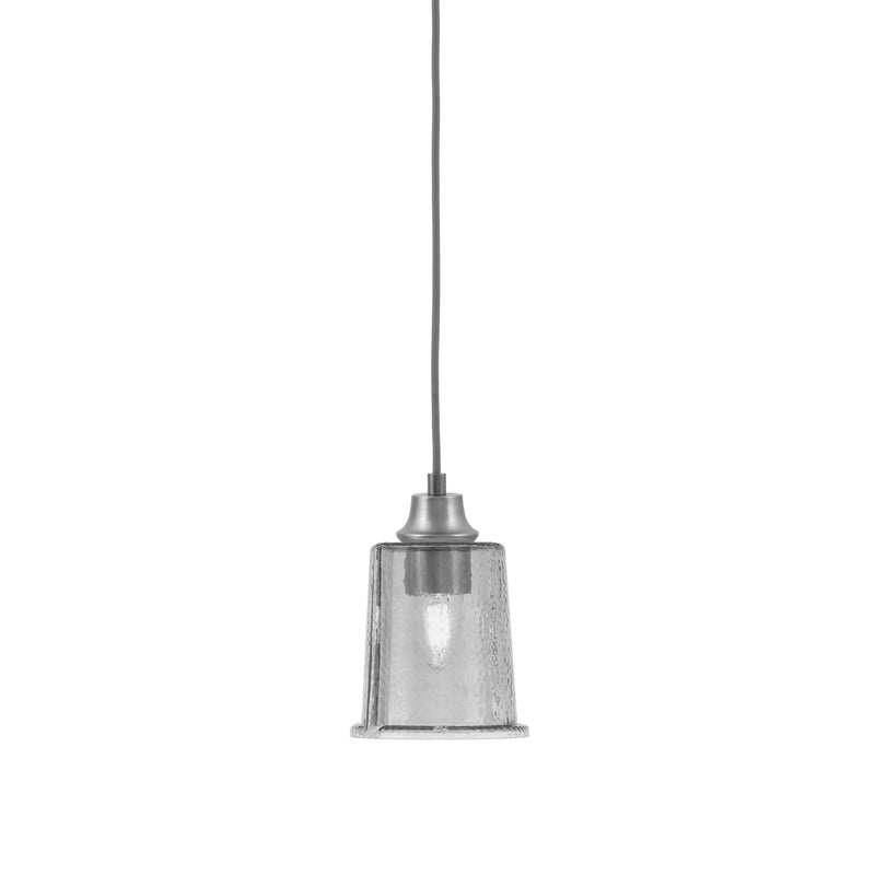 Toltec Cord 5.25in 1-Light Pendant | Modern Graphite Steel and Smoke Bubble Glass | Kitchen Island & Bar | 5.25 x 5.25 x 8 in | Model 32-GP-5032