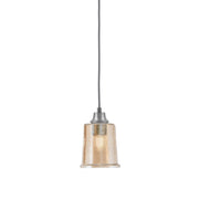 Toltec Cord 5.25in 1-Light Pendant | Warm Graphite Steel and Amber Bubble Glass | Kitchen Island & Dining Room | 5.25 x 5.25 x 8 in | Model 32-GP-5033