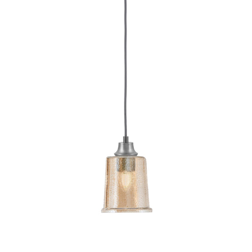 Toltec Cord 5.25in 1-Light Pendant | Warm Graphite Steel and Amber Bubble Glass | Kitchen Island & Dining Room | 5.25 x 5.25 x 8 in | Model 32-GP-5033