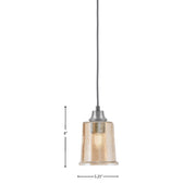Toltec Cord 5.25in 1-Light Pendant | Warm Graphite Steel and Amber Bubble Glass | Kitchen Island & Dining Room | 5.25 x 5.25 x 8 in | Model 32-GP-5033