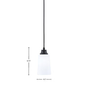 Toltec Cord 4.5in 1-Light Pendant | Modern Matte Black Steel and White Opal Glass | Kitchen Island & Dining Room | 4.5 x 8.75 in | Model 32-MB-261