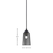 Toltec Cord 4.5in 1-Light Pendant | Modern Matte Black Steel and Smoke Bubble Glass | Kitchen Island & Dining Room | 4.5 x 8.75 in | Model 32-MB-262