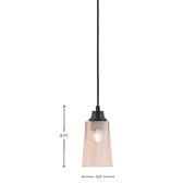 Toltec Cord 4.5in 1-Light Pendant | Modern Matte Black Steel and Amber Gradient Glass | Kitchen Island & Dining Room | 4.5 x 8.75 in | Model 32-MB-263