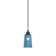 Toltec Cord 4.5in 1-Light Pendant | Modern Matte Black Steel and Blue Gradient Glass | Kitchen Island & Dining Room | 4.5 x 8.75 in | Model 32-MB-265