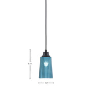 Toltec Cord 4.5in 1-Light Pendant | Modern Matte Black Steel and Blue Gradient Glass | Kitchen Island & Dining Room | 4.5 x 8.75 in | Model 32-MB-265