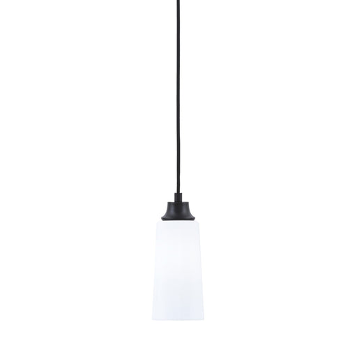 Toltec Cord 5in 1-Light Pendant | Modern Matte Black Steel and White Opal Glass | Kitchen Island & Dining Room | 5 x 12 in | Model 32-MB-291