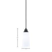 Toltec Cord 5in 1-Light Pendant | Modern Matte Black Steel and White Opal Glass | Kitchen Island & Dining Room | 5 x 12 in | Model 32-MB-291