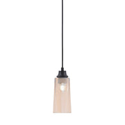 Toltec Cord 5in 1-Light Pendant | Modern Matte Black Steel and Amber Gradient Glass | Kitchen Island & Dining Room | 5 x 12 in | Model 32-MB-293