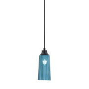 Toltec Cord 5in 1-Light Pendant | Modern Matte Black Steel and Blue Gradient Glass | Kitchen Island & Dining Room | 5 x 12 in | Model 32-MB-295