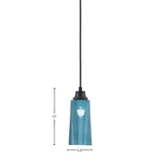 Toltec Cord 5in 1-Light Pendant | Modern Matte Black Steel and Blue Gradient Glass | Kitchen Island & Dining Room | 5 x 12 in | Model 32-MB-295