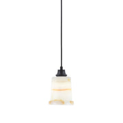 Toltec Cord 5in 1-Light Pendant | Modern Matte Black Steel and Natural Stone Glass | Kitchen Island & Dining Room | 5 x 5 x 8 in | Model 32-MB-4128