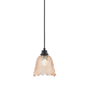 Toltec Cord 7in 1-Light Pendant | Modern Matte Black Steel and Clear Lava Glass | Kitchen Island & Dining Room | 7 x 7 x 8.75 in | Model 32-MB-4230