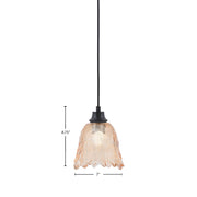 Toltec Cord 7in 1-Light Pendant | Modern Matte Black Steel and Clear Lava Glass | Kitchen Island & Dining Room | 7 x 7 x 8.75 in | Model 32-MB-4230