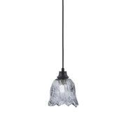 Toltec Cord 7in 1-Light Pendant | Modern Matte Black Steel and Smoke Lava Glass | Kitchen Island & Dining Room | 7 x 7 x 8.75 in | Model 32-MB-4232