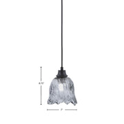 Toltec Cord 7in 1-Light Pendant | Modern Matte Black Steel and Smoke Lava Glass | Kitchen Island & Dining Room | 7 x 7 x 8.75 in | Model 32-MB-4232
