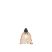 Toltec Cord 7in 1-Light Pendant | Matte Black Steel and Amber Lava Glass | Kitchen Island & Dining Room | 7 x 8.75 in | Model 32-MB-4233