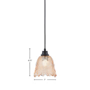 Toltec Cord 7in 1-Light Pendant | Matte Black Steel and Amber Lava Glass | Kitchen Island & Dining Room | 7 x 8.75 in | Model 32-MB-4233