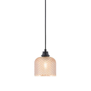 Toltec Cord 6in 1-Light Pendant | Matte Black Steel and Amber Textured Glass | Kitchen Island & Dining Room | 6 x 7.5 in | Model 32-MB-4613