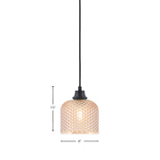 Toltec Cord 6in 1-Light Pendant | Matte Black Steel and Amber Textured Glass | Kitchen Island & Dining Room | 6 x 7.5 in | Model 32-MB-4613