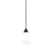 Toltec Cord 5.25in 1-Light Pendant | Modern Matte Black Steel and White Opal Glass | Kitchen Island & Dining Room | 5.25 x 5.25 x 8 in | Model 32-MB-5031