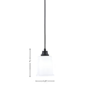 Toltec Cord 5.25in 1-Light Pendant | Modern Matte Black Steel and White Opal Glass | Kitchen Island & Dining Room | 5.25 x 5.25 x 8 in | Model 32-MB-5031